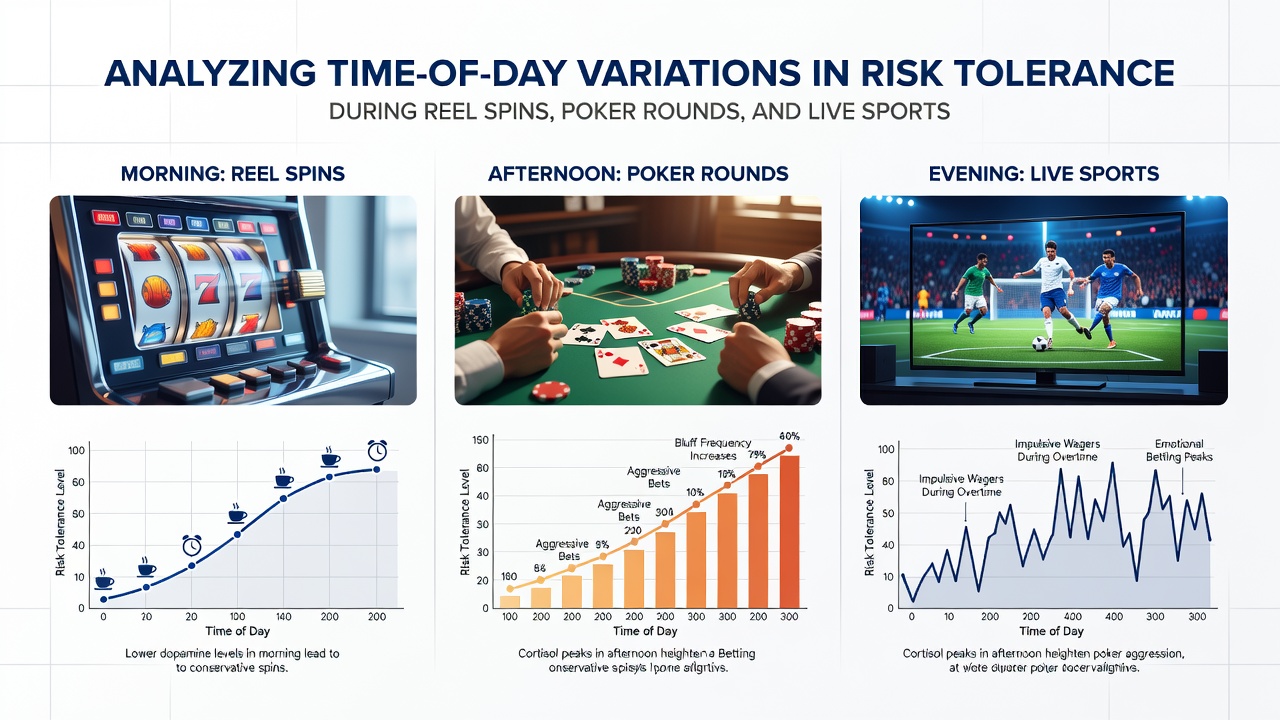 Heatmap of risk tolerance by hour across poker, slots, and sports betting