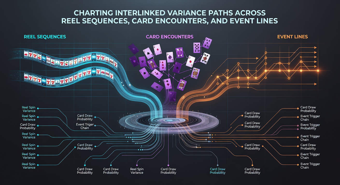 Chart illustrating variance fluctuation lines across different gambling verticals over a multi-session timeline
