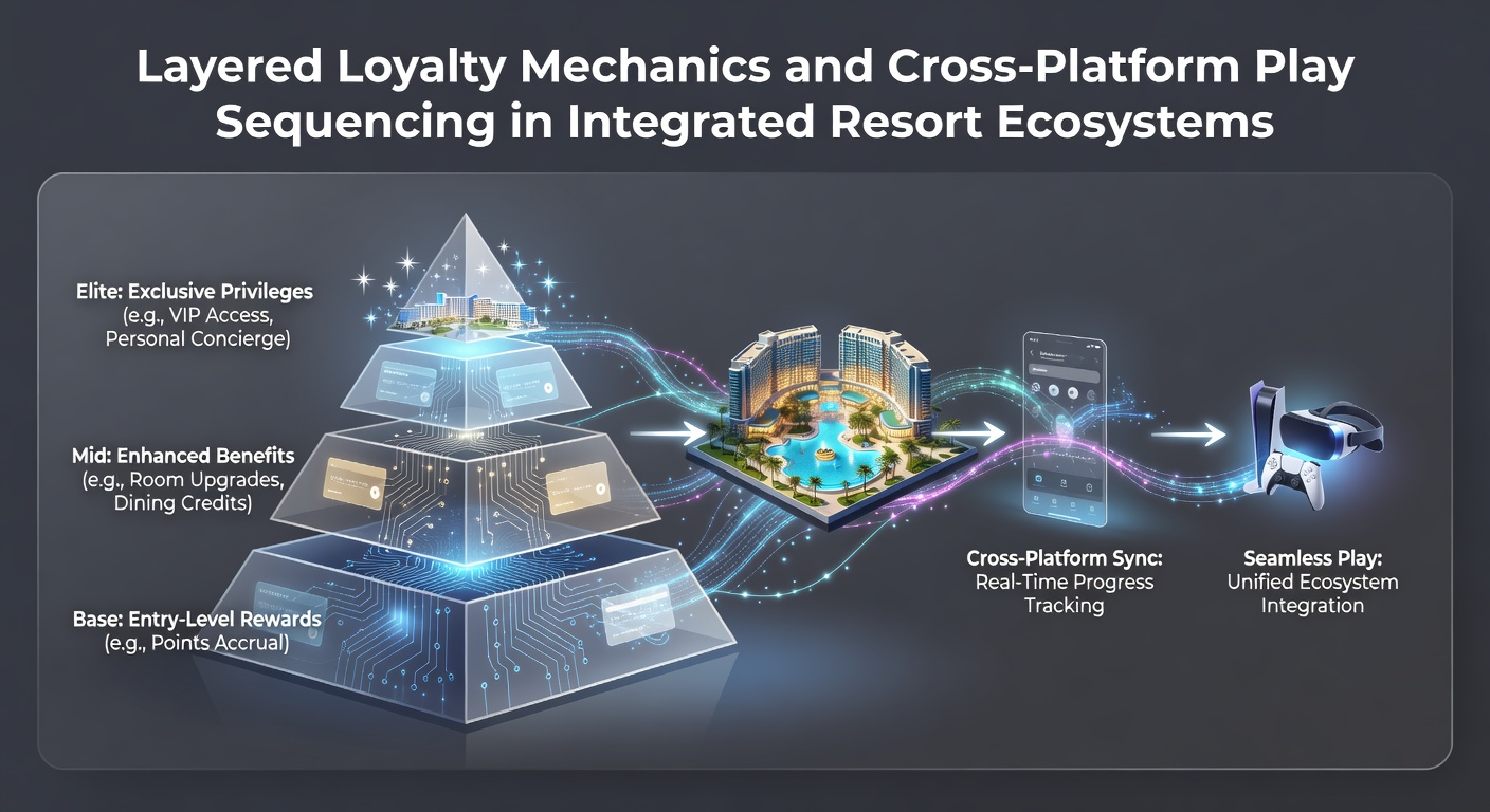 Integrated resort loyalty dashboard displaying tiered rewards across physical and digital platforms
