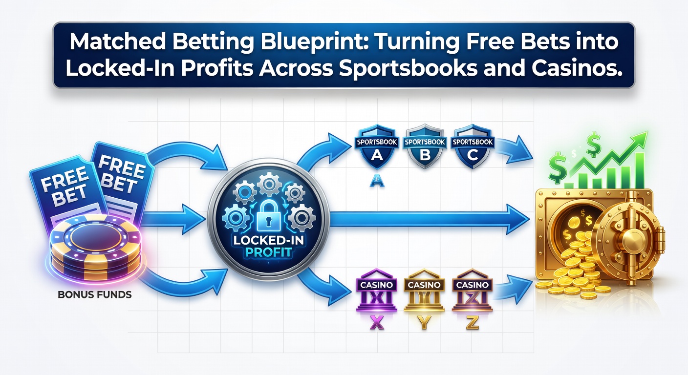 Screenshot of a matched betting calculator displaying back bet on sportsbook versus lay on exchange, with profit projection highlighted