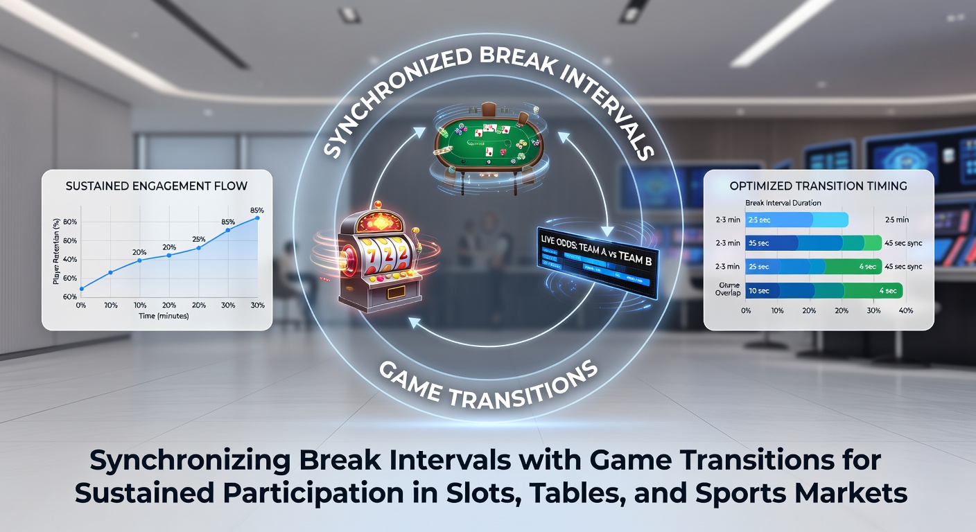 Diagram showing synchronized break intervals across slots, tables, and sports betting interfaces