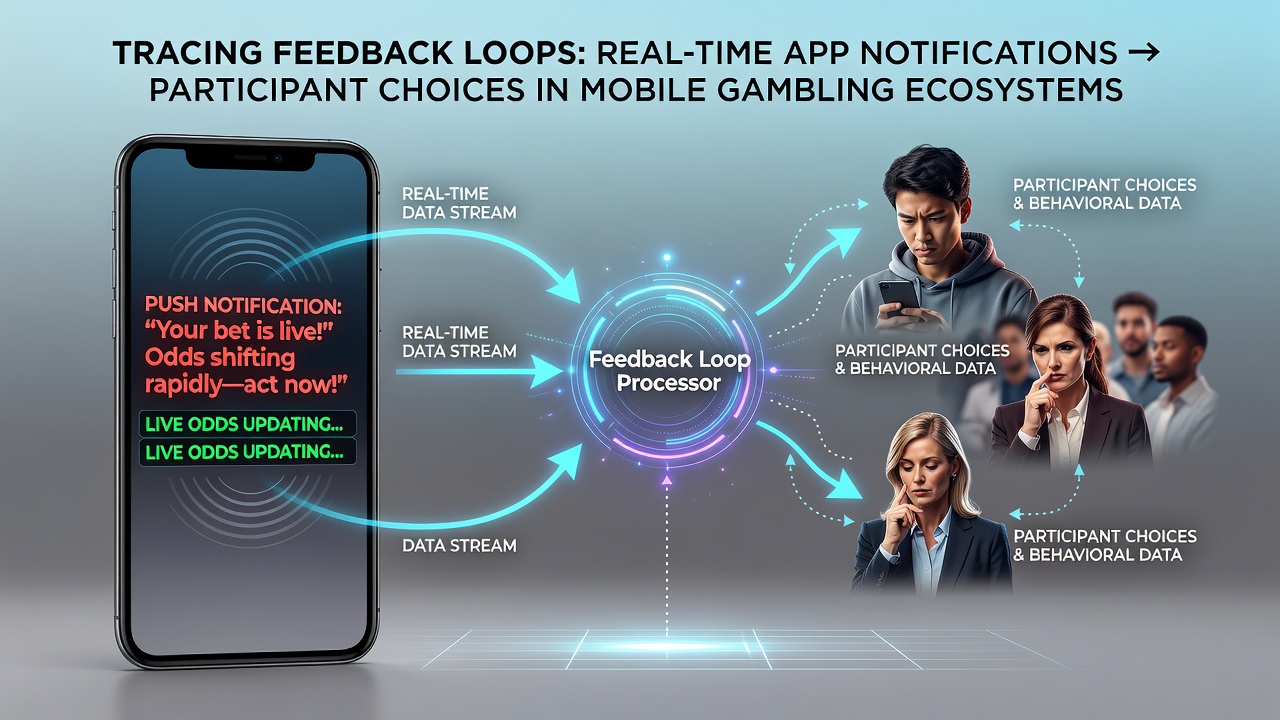 Data visualization of feedback loops between app notifications and user betting decisions